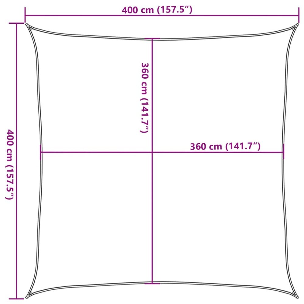 Zonnezeil 160 g/m&sup2; 4x4 m HDPE antracietkleurig