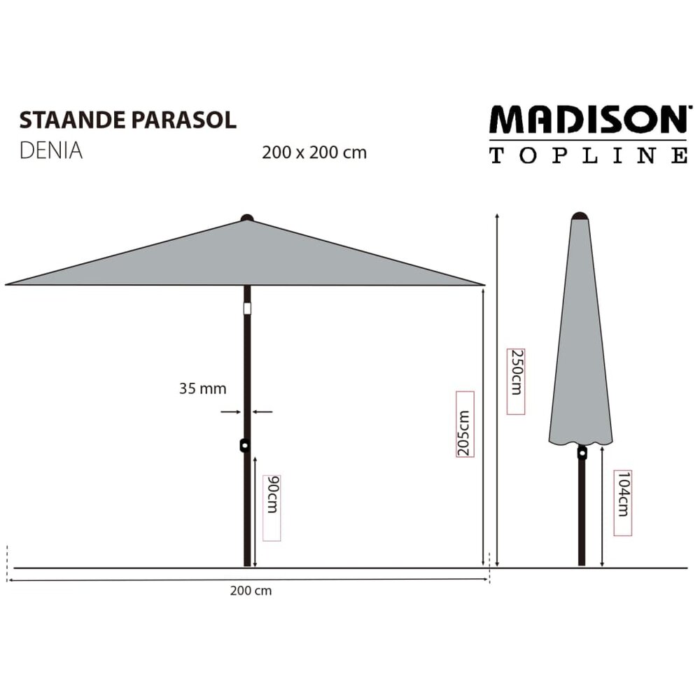 Parasol Denia 200x200 cm groen