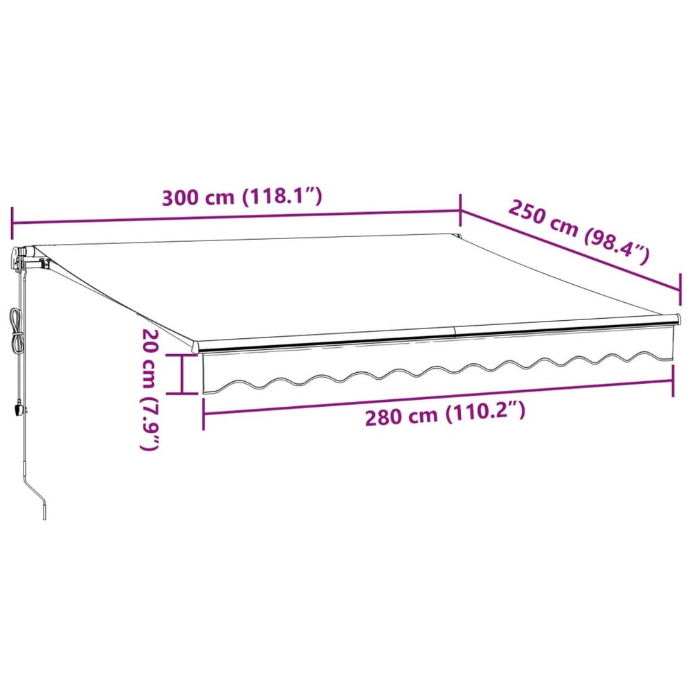 Luifel automatisch uittrekbaar 300x250 cm antraciet en wit