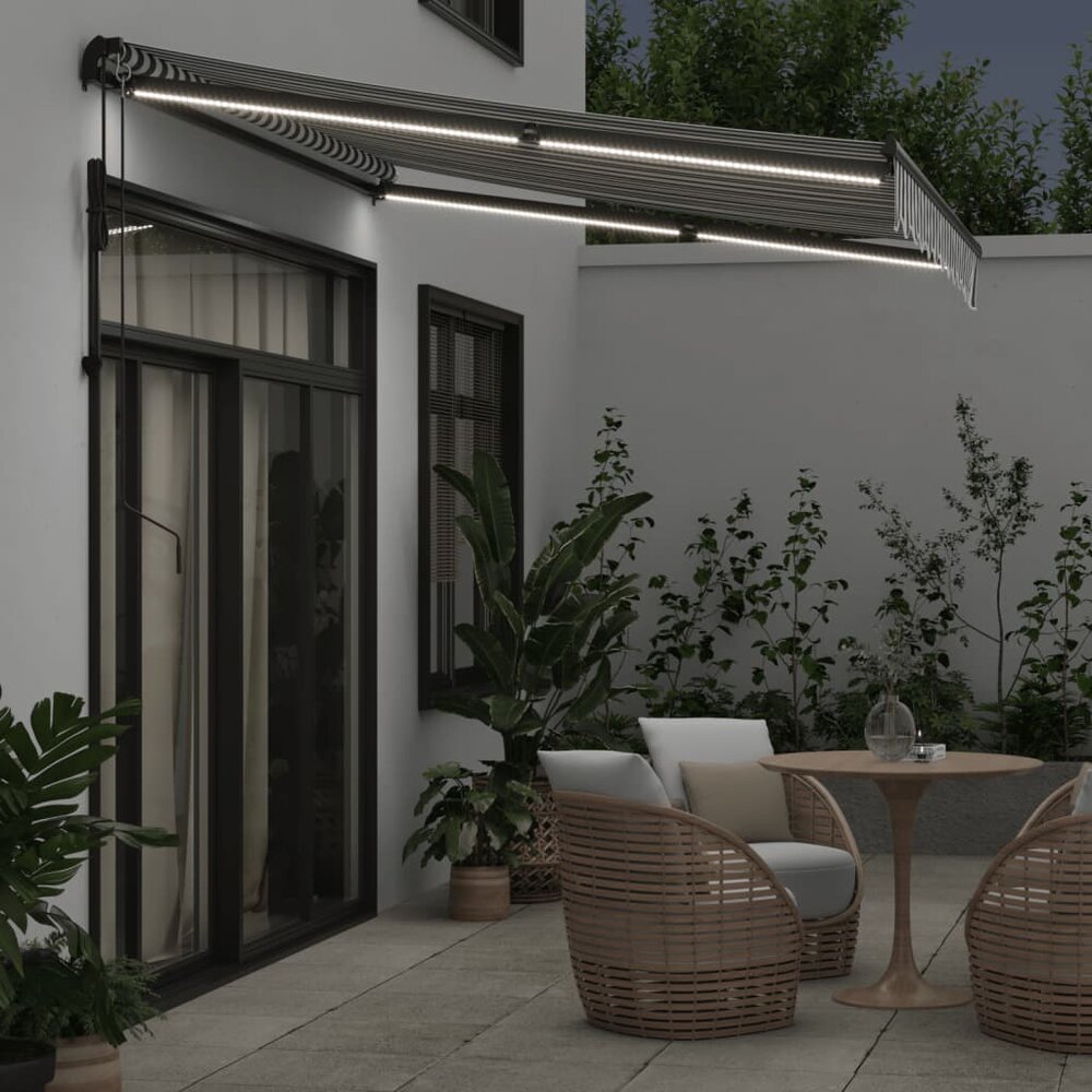 Luifel automatisch uittrekbaar LED 300x250 cm antraciet en wit