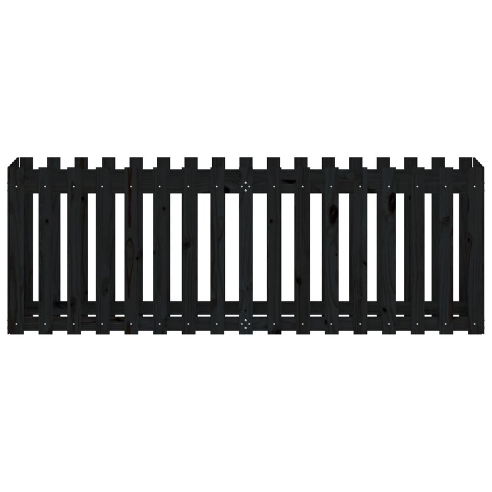 Plantenbak verhoogd hekontwerp 200x50x70 cm grenenhout zwart