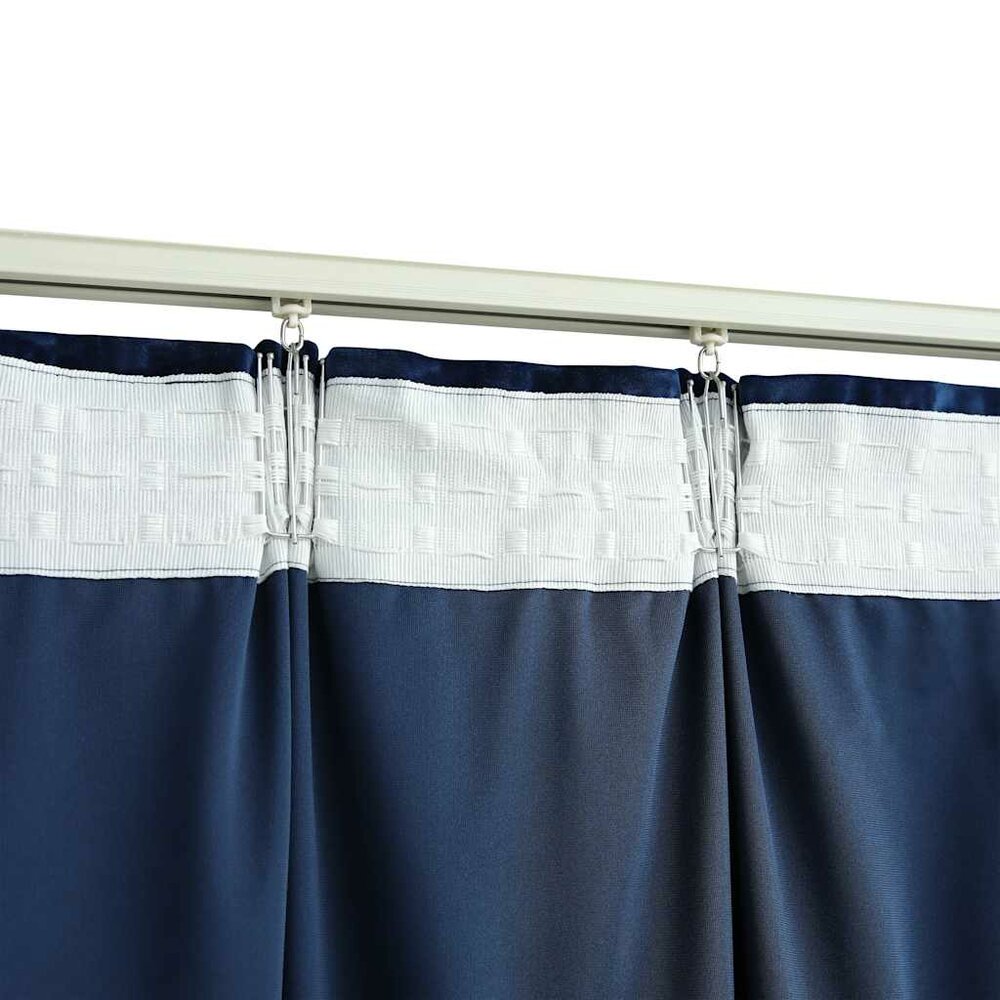 Gordijnen verduisterend 2 st met haken 140x175 cm fluweel blauw