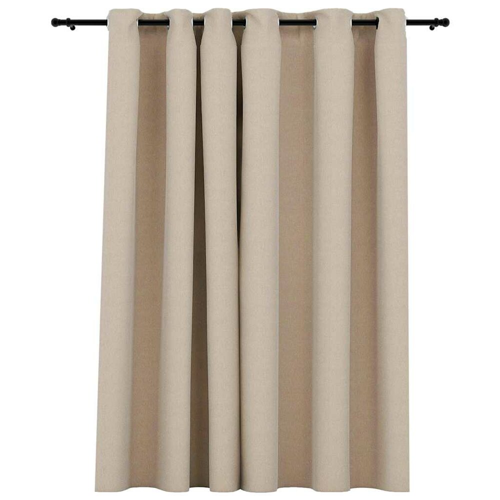 Gordijn linnen-look verduisterend met ogen 290x245 cm beige
