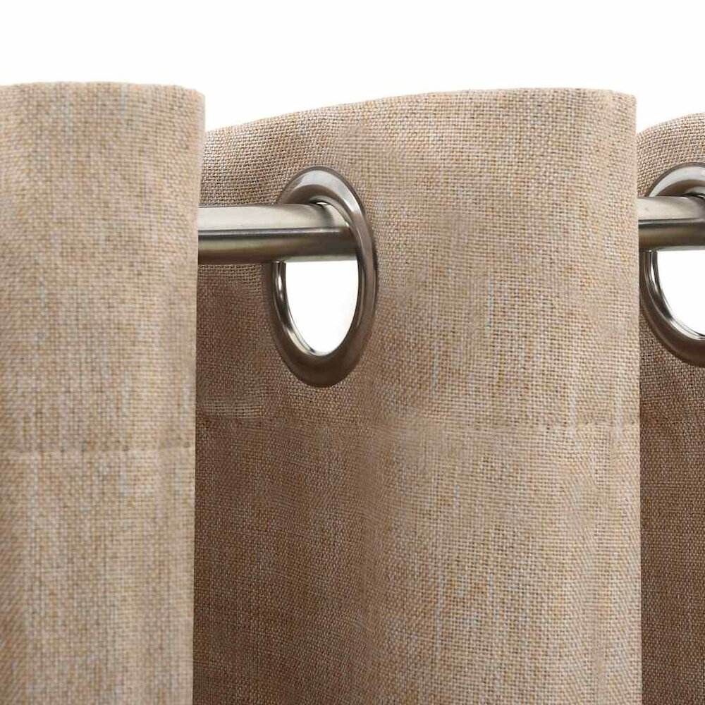 Gordijn linnen-look verduisterend met ogen 290x245 cm beige