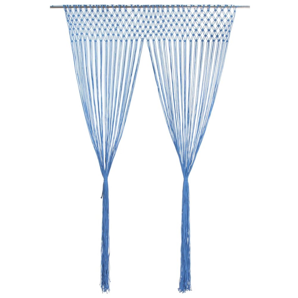 Gordijn macram&eacute; 140x240 cm katoen blauw