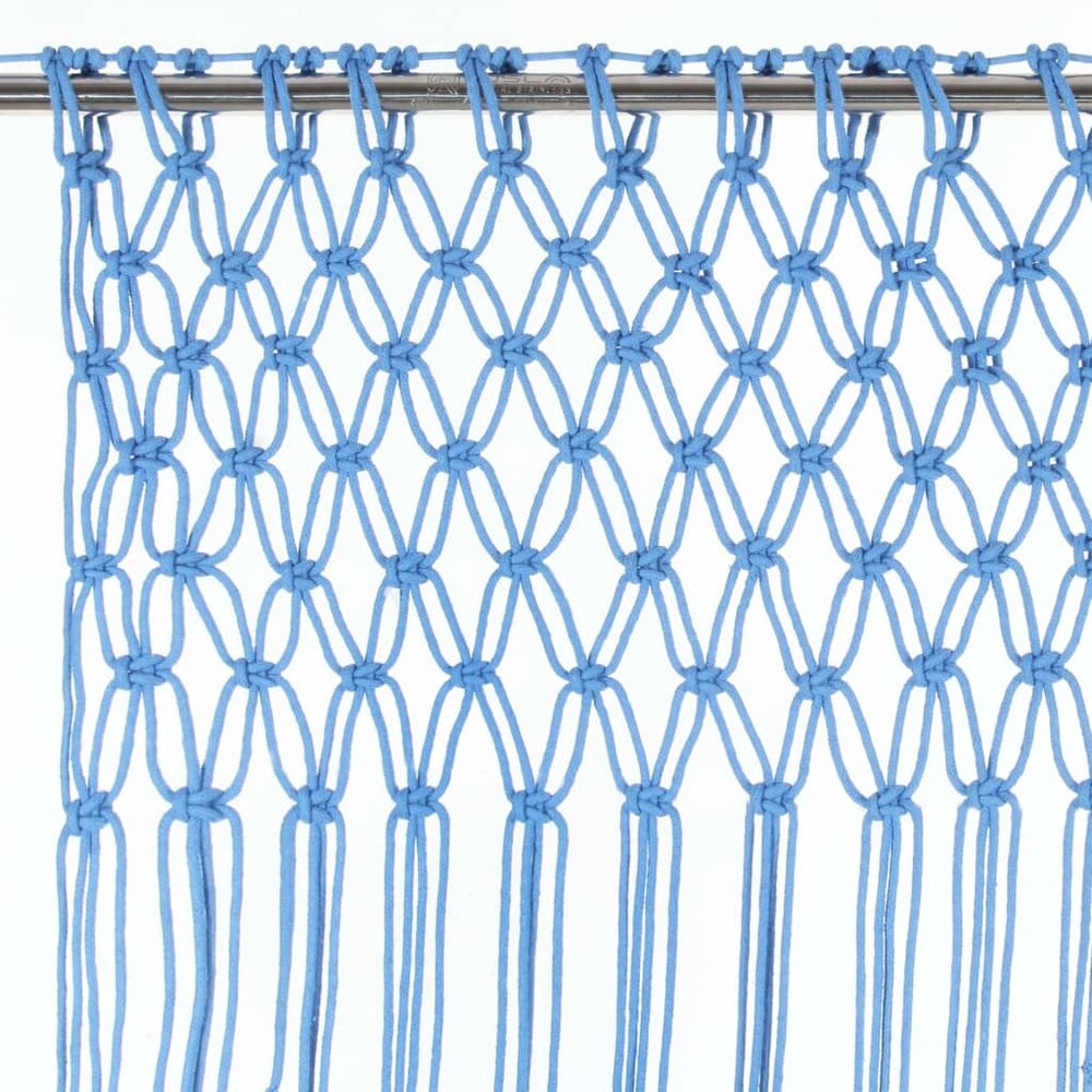 Gordijn macram&eacute; 140x240 cm katoen blauw
