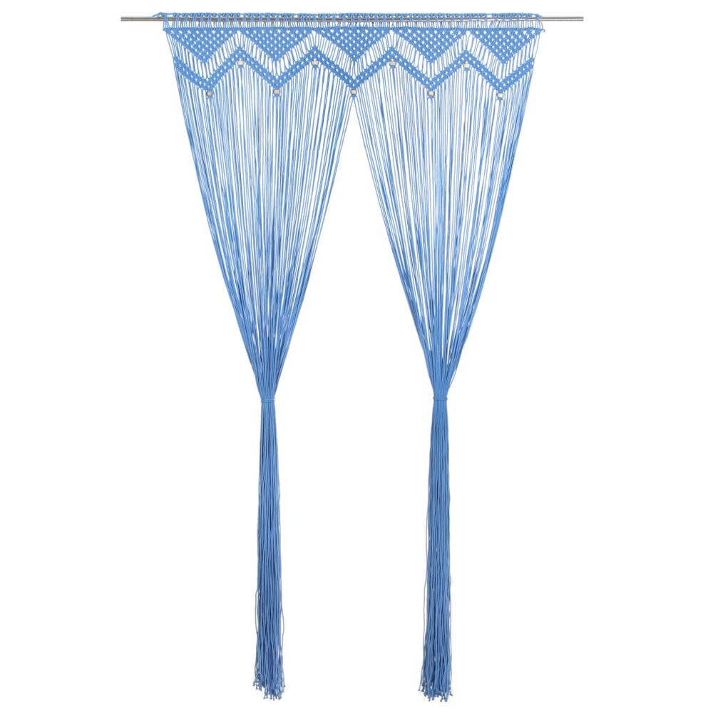 Gordijn macram&eacute; 140x240 cm katoen blauw