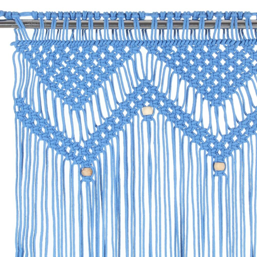 Gordijn macram&eacute; 140x240 cm katoen blauw