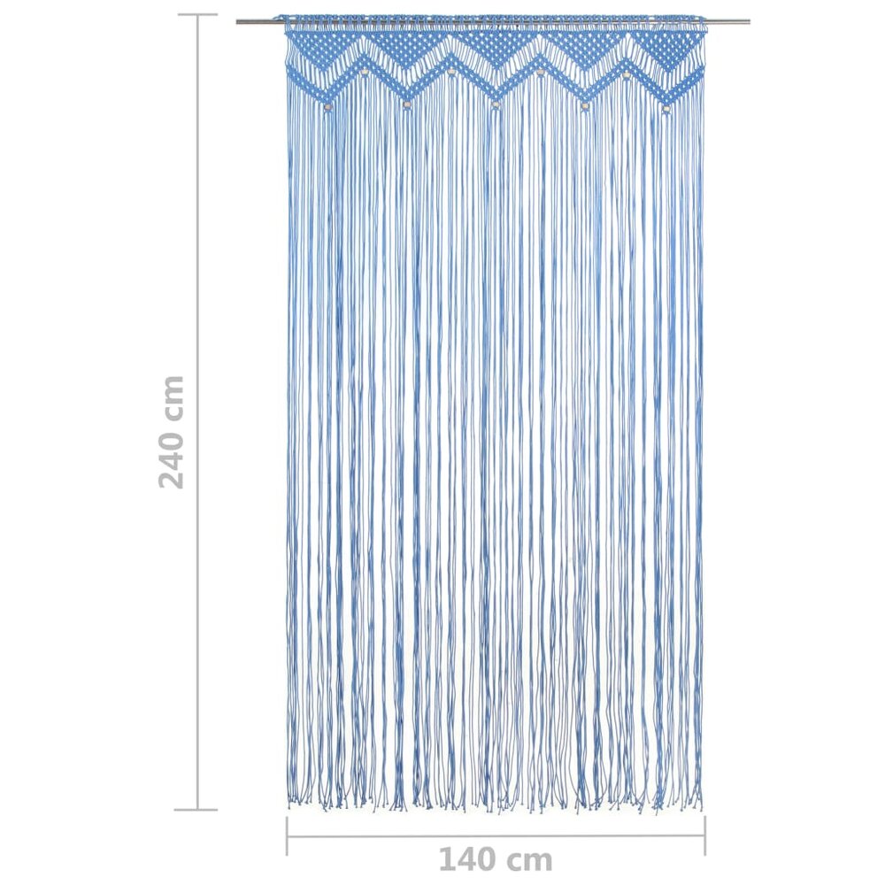 Gordijn macram&eacute; 140x240 cm katoen blauw