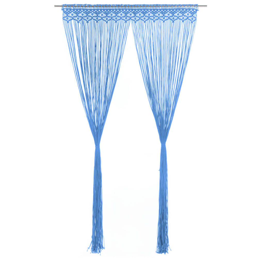 Gordijn macram&eacute; 140x240 cm katoen blauw