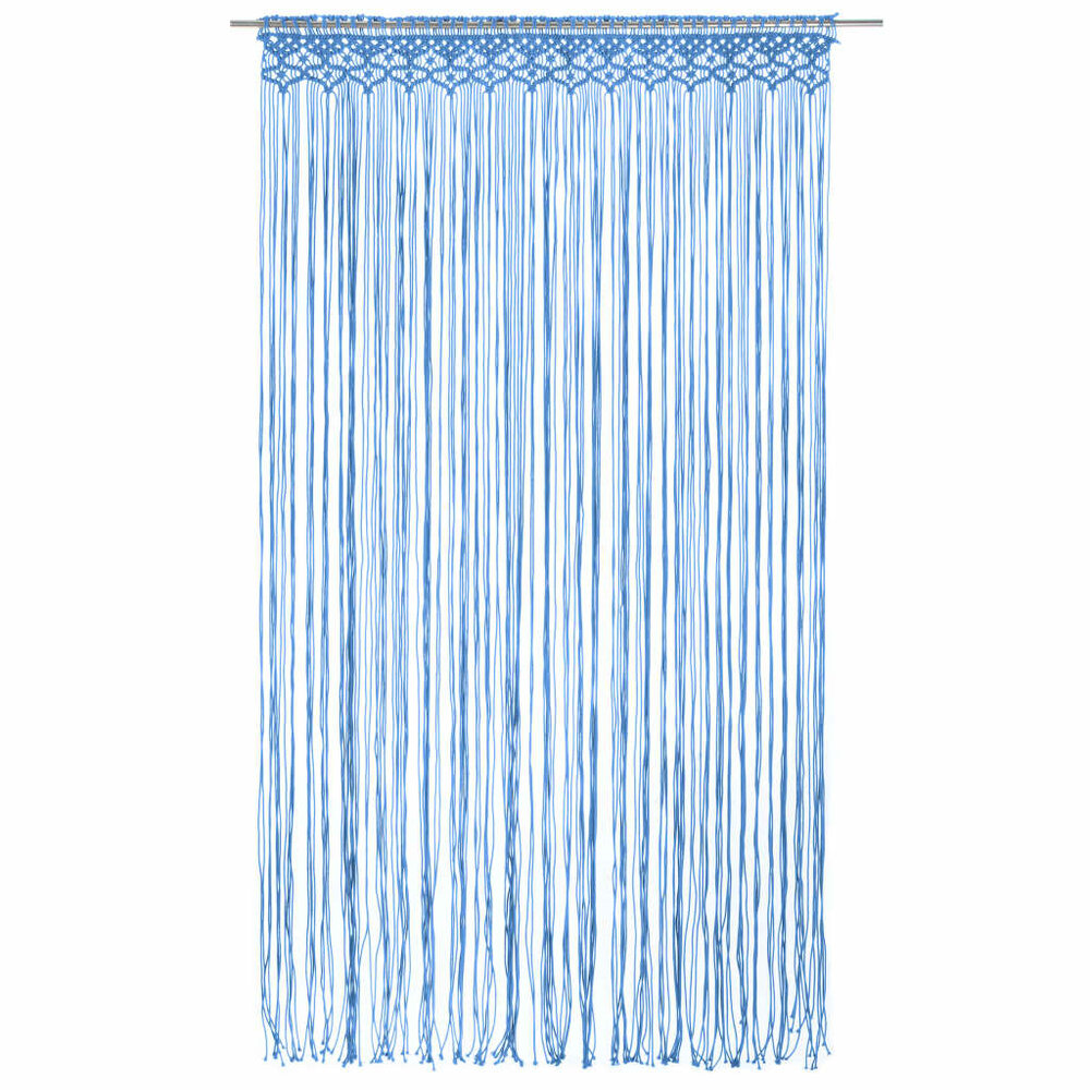 Gordijn macram&eacute; 140x240 cm katoen blauw