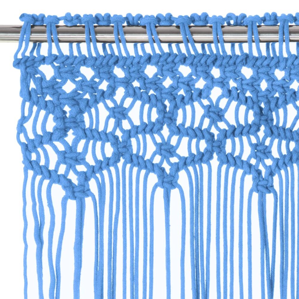 Gordijn macram&eacute; 140x240 cm katoen blauw