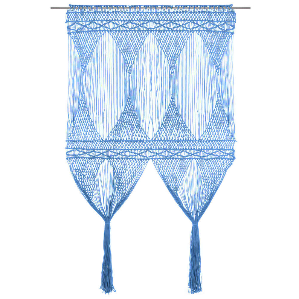 Gordijn macram&eacute; 140x240 cm katoen blauw
