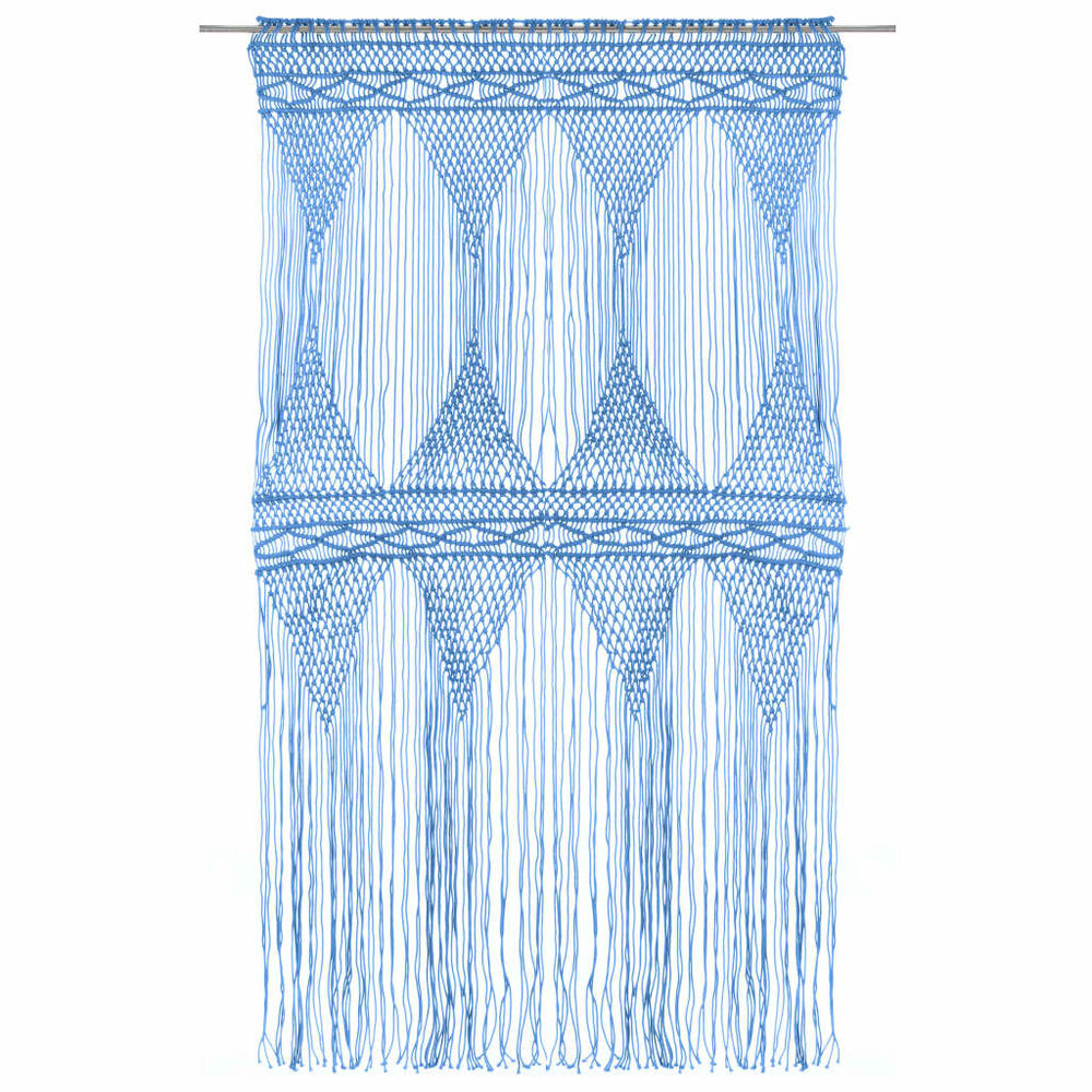 Gordijn macram&eacute; 140x240 cm katoen blauw