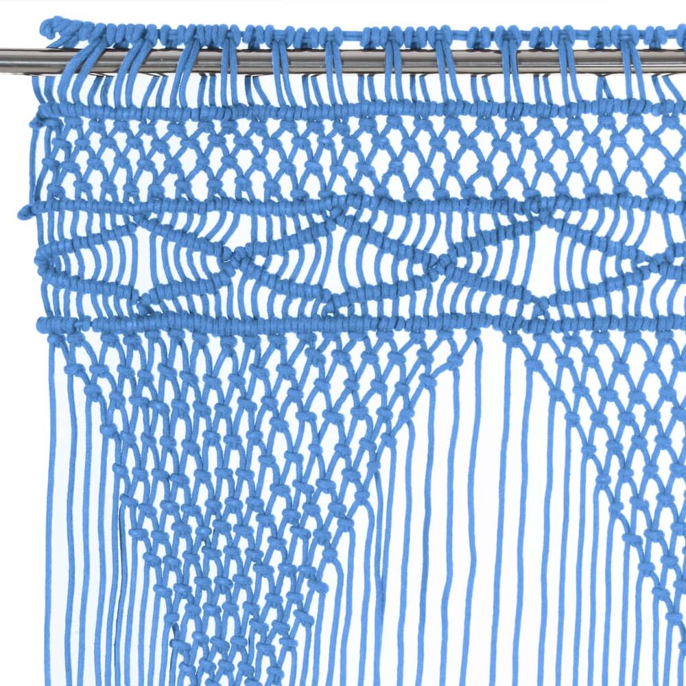 Gordijn macram&eacute; 140x240 cm katoen blauw