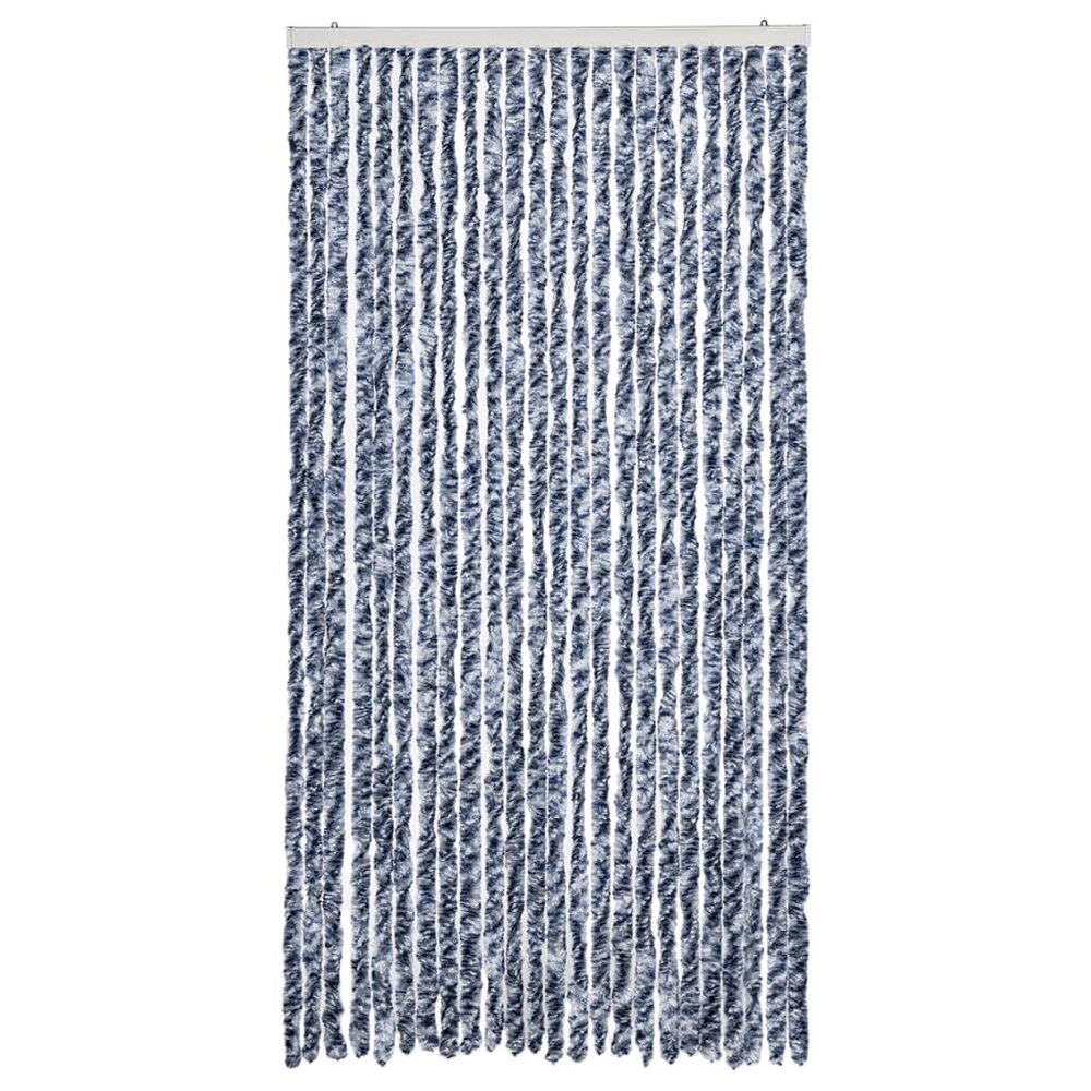 Vliegengordijn 100x200 cm chenille blauw en wit