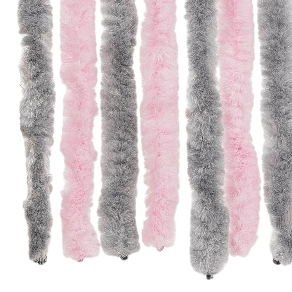 Vliegengordijn 100x220 cm chenille zilvergrijs en roze