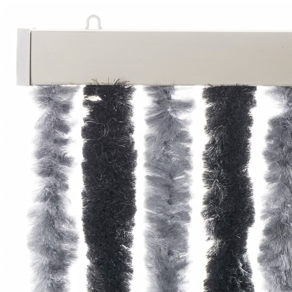 Vliegengordijn 90x200 cm chenille grijs en zwart