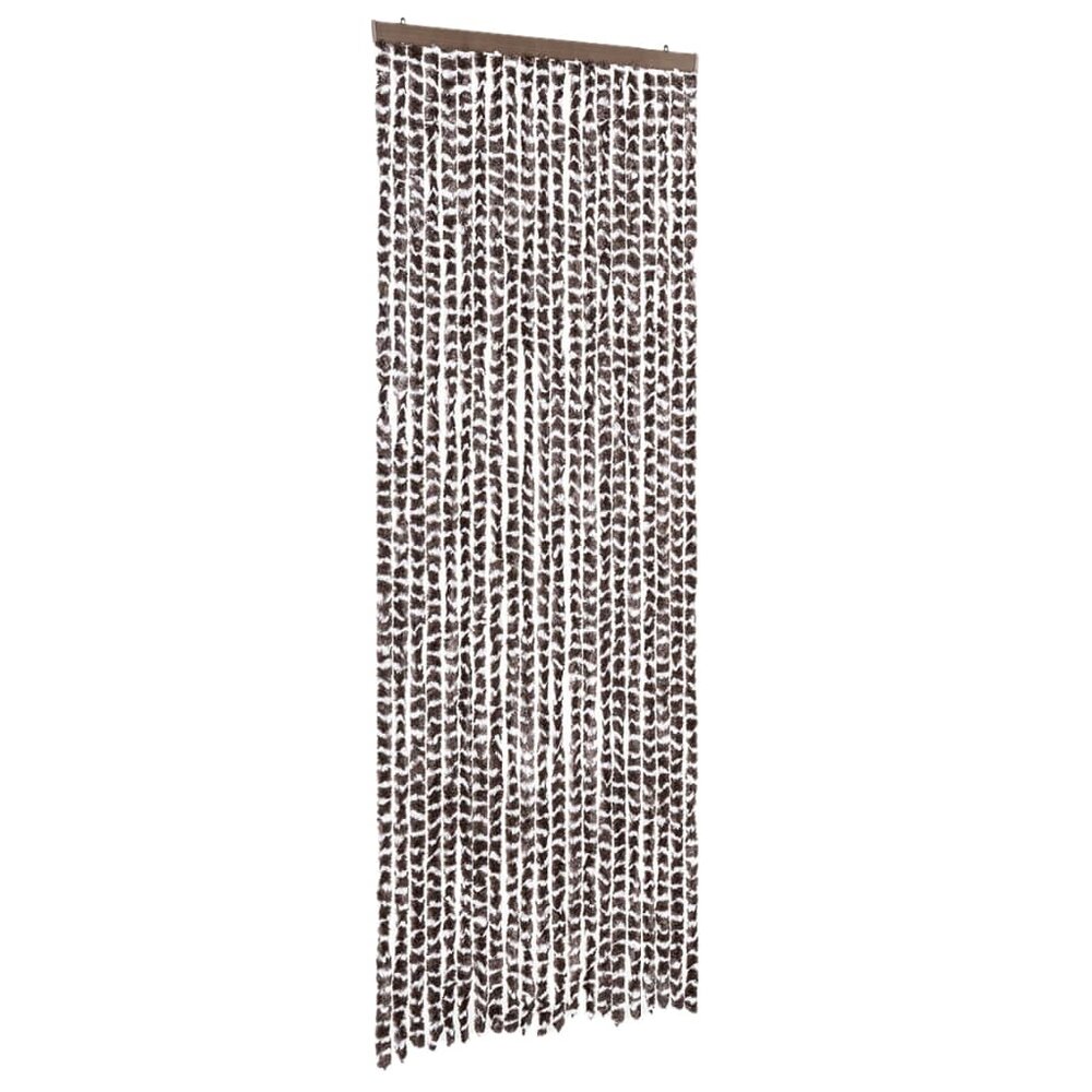 Vliegengordijn 90x200 cm chenille bruin en wit