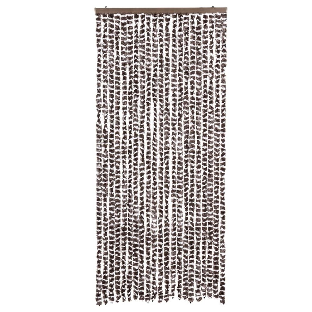 Vliegengordijn 90x200 cm chenille bruin en wit