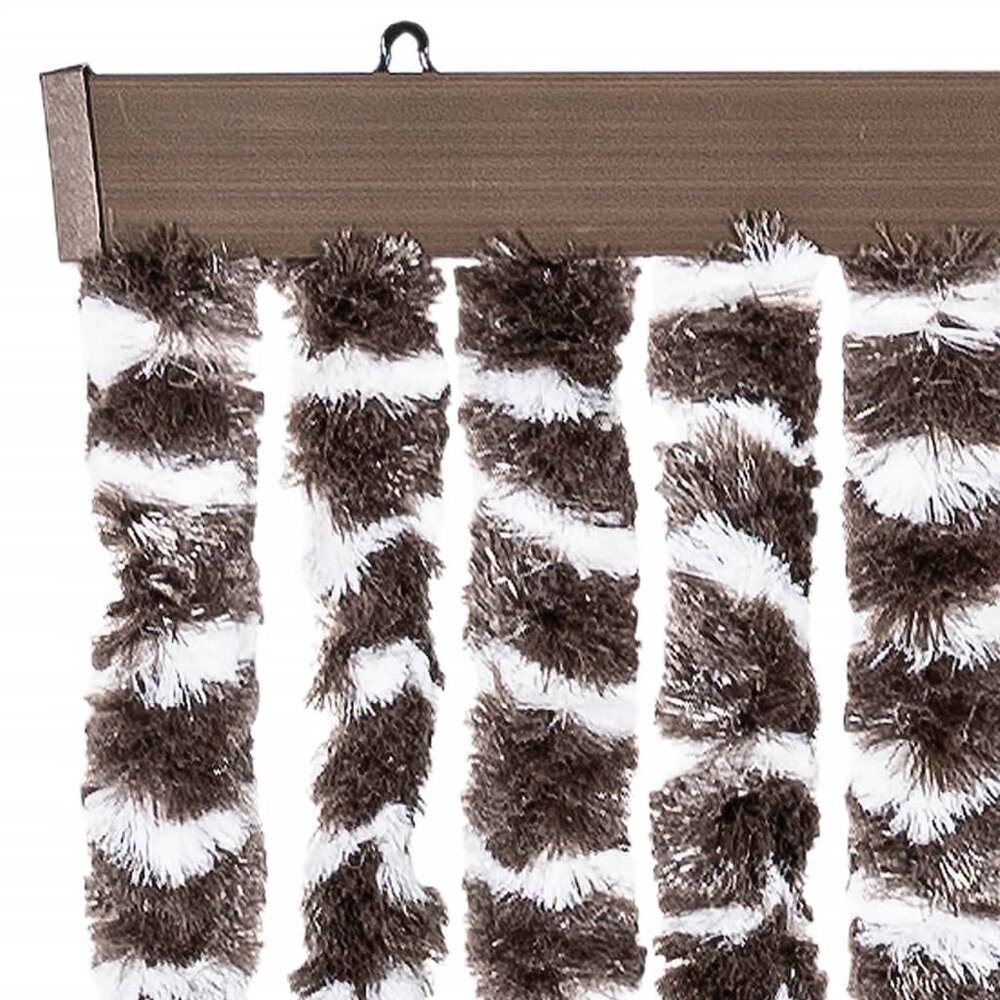Vliegengordijn 90x200 cm chenille bruin en wit