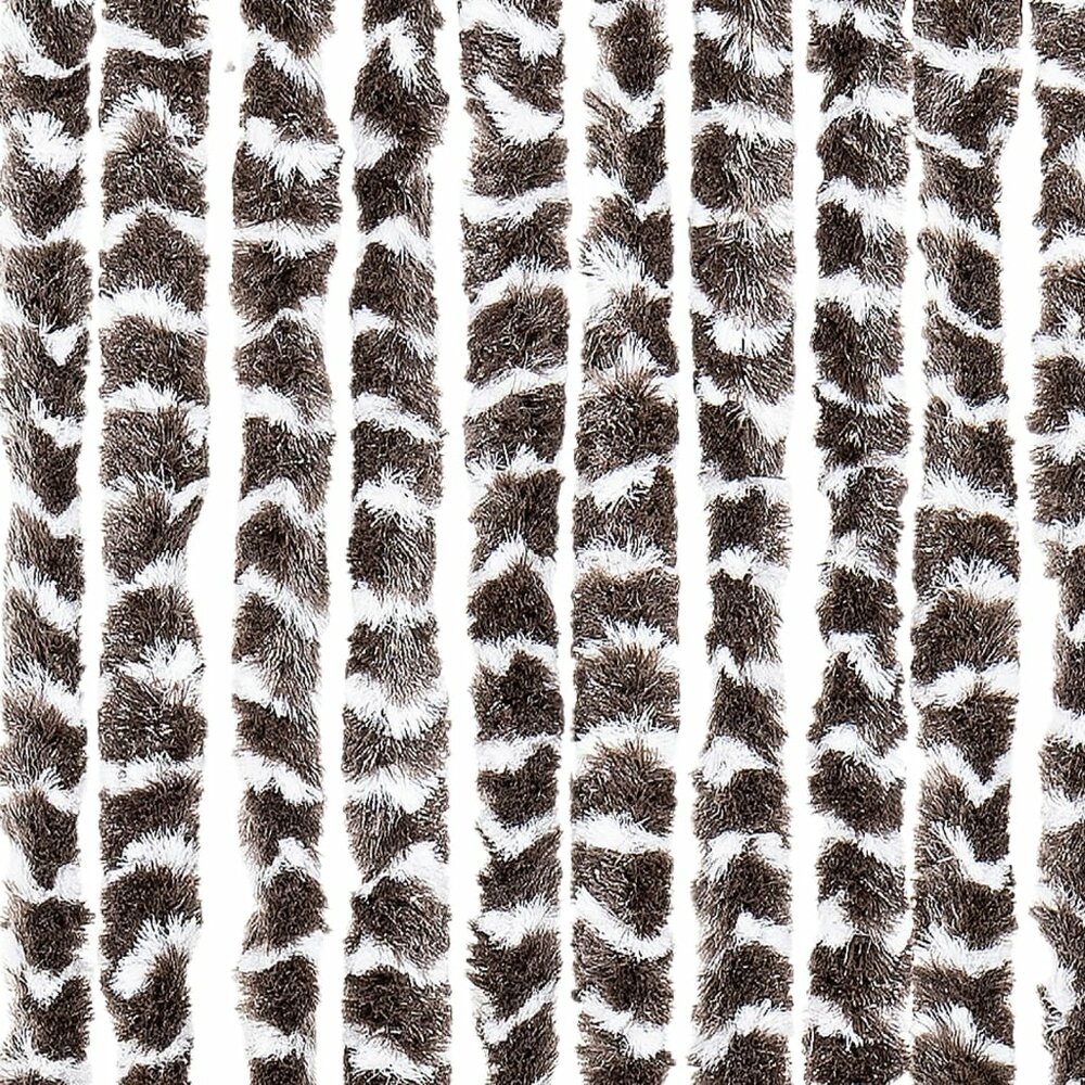 Vliegengordijn 90x200 cm chenille bruin en wit