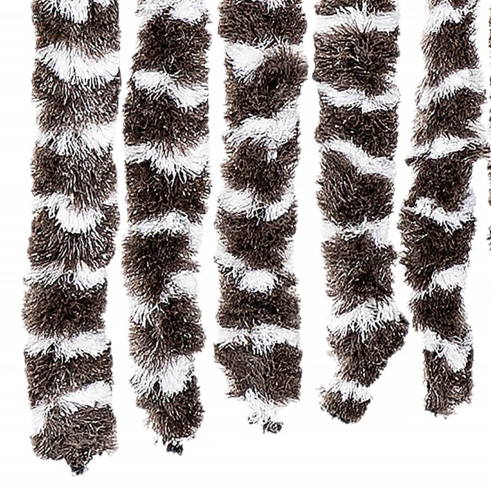 Vliegengordijn 90x200 cm chenille bruin en wit