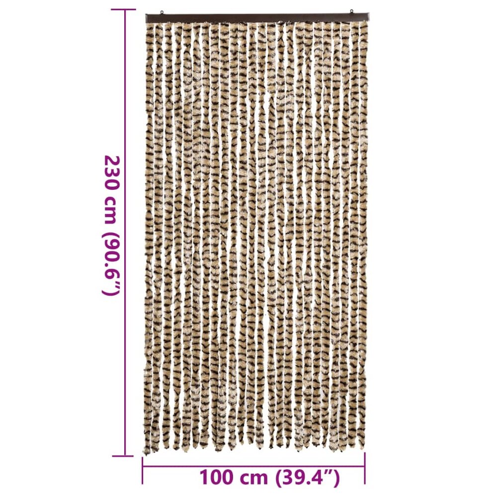 Vliegengordijn 100x230 cm chenille beige en bruin