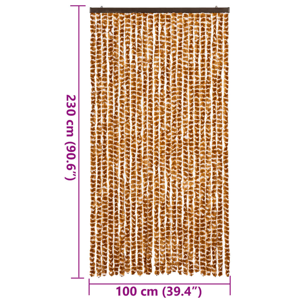 Vliegengordijn 100x230 cm chenille okerkleurig en wit