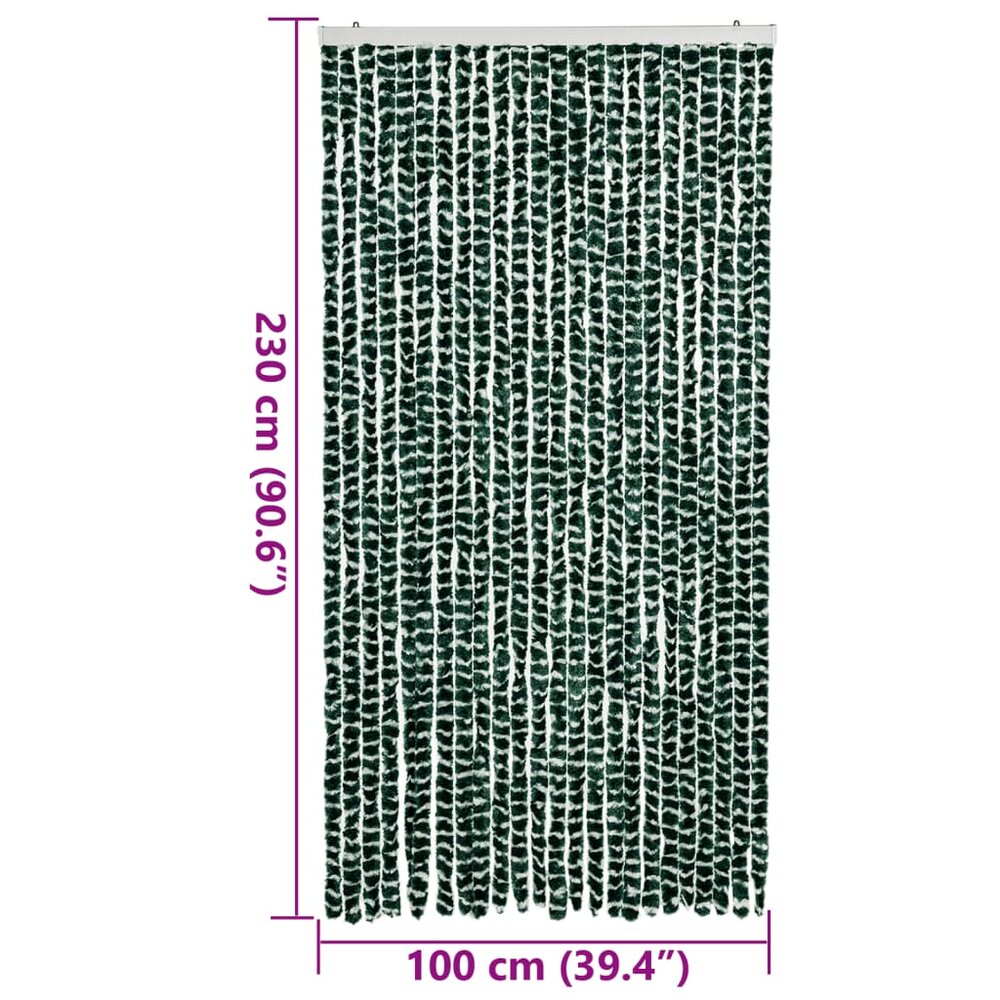 Vliegengordijn 100x230 cm chenille groen en wit