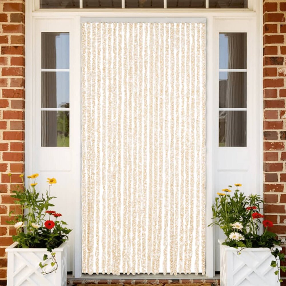 Vliegengordijn 100x220 cm chenille beige en wit