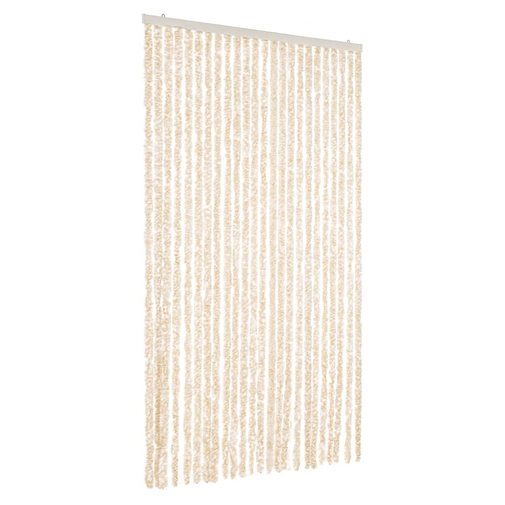 Vliegengordijn 100x220 cm chenille beige en wit