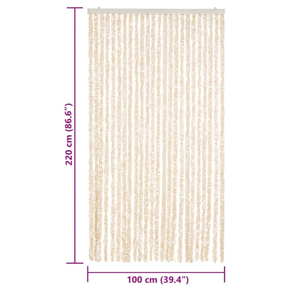 Vliegengordijn 100x220 cm chenille beige en wit