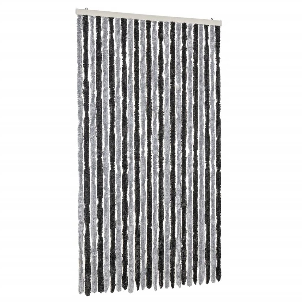 Vliegengordijn 100x230 cm chenille grijs en zwart