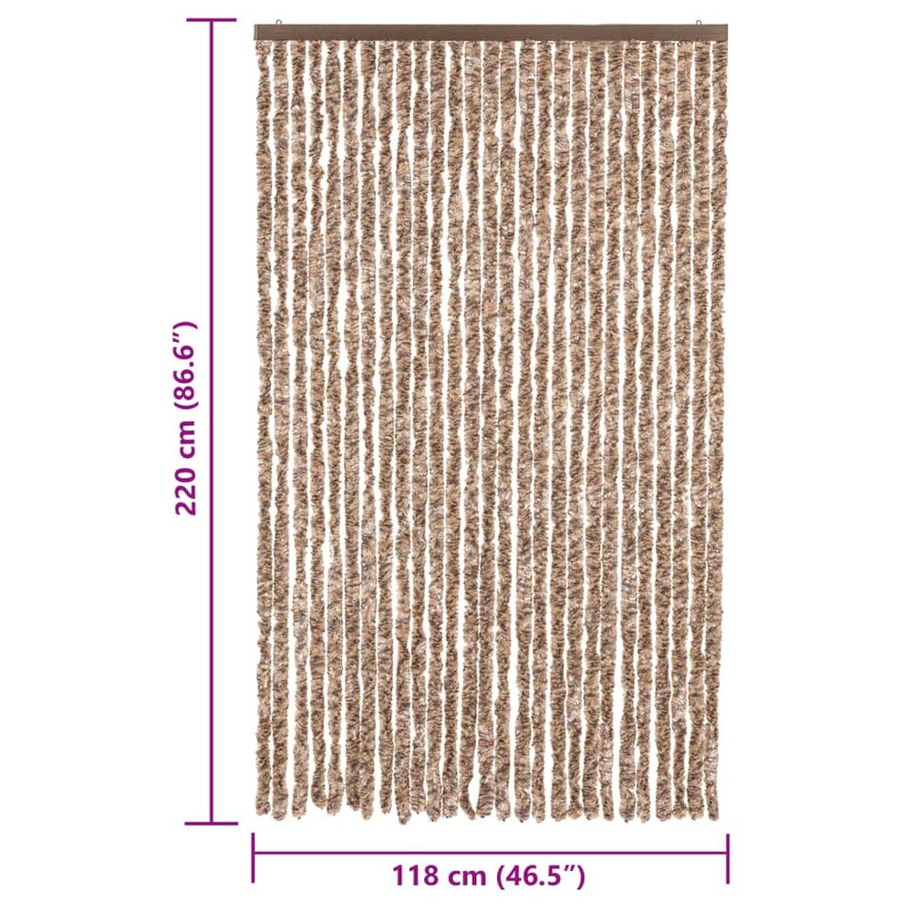 Vliegengordijn 118x220 cm chenille beige en donkerbruin