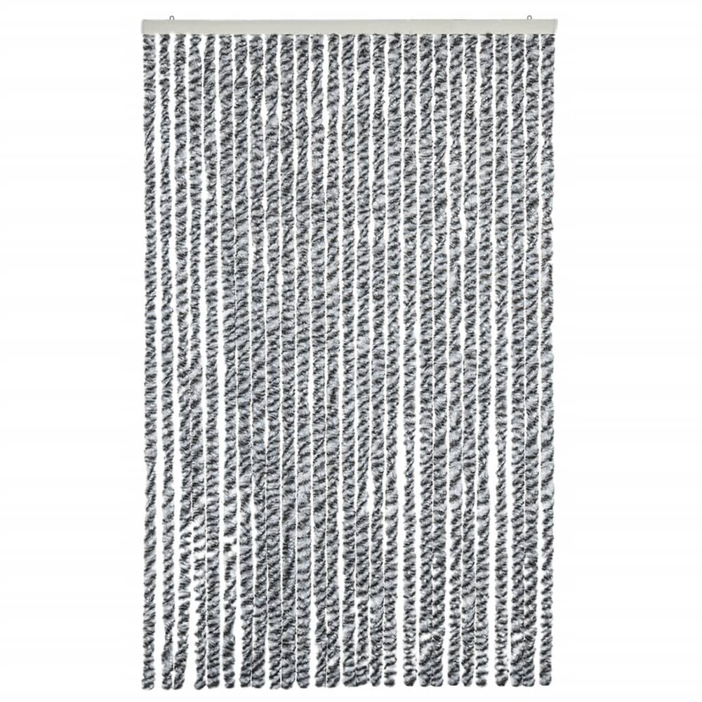 Vliegengordijn 118x220 cm chenille grijs en zwart-wit