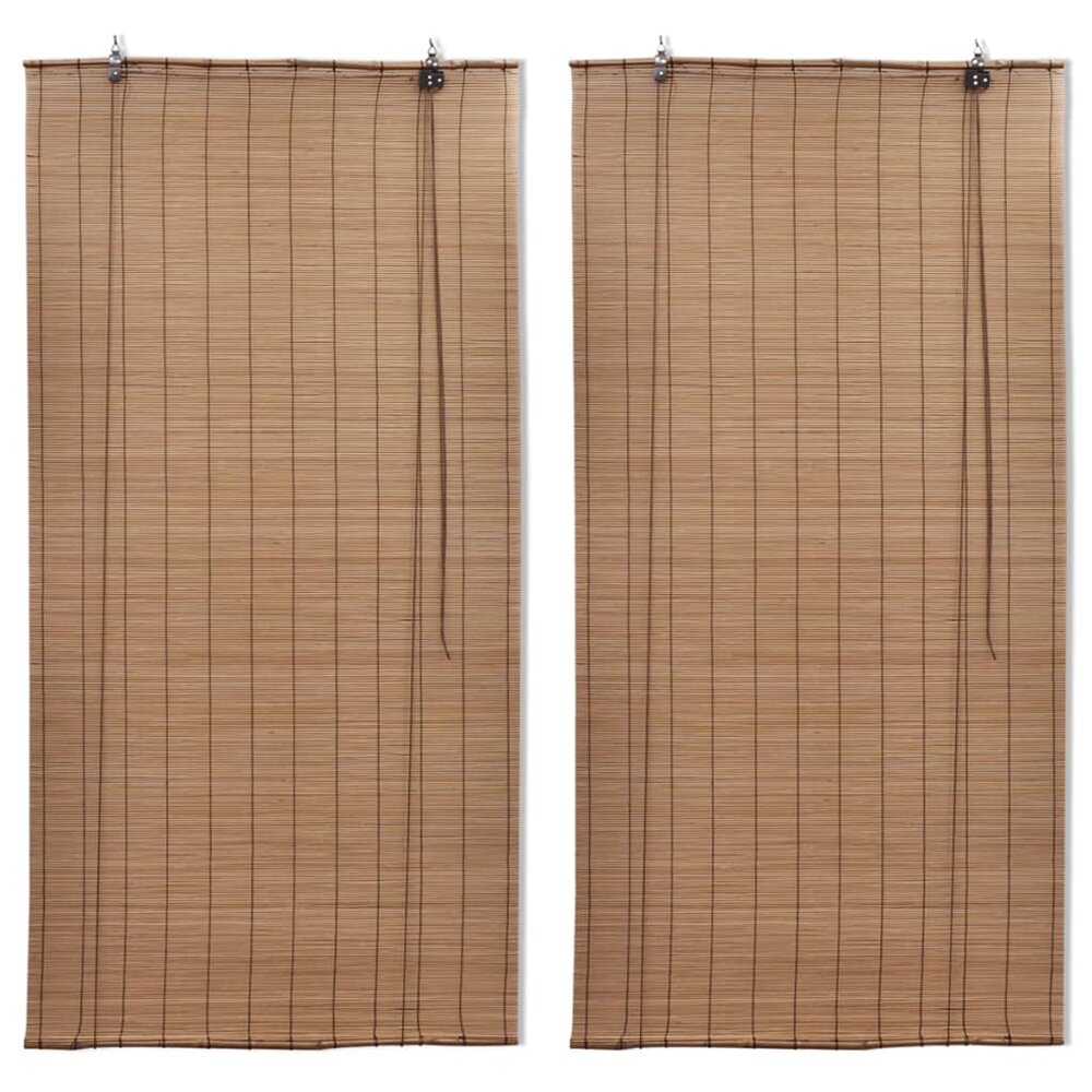 Rolgordijnen 2 st 120x220 cm bamboe bruin