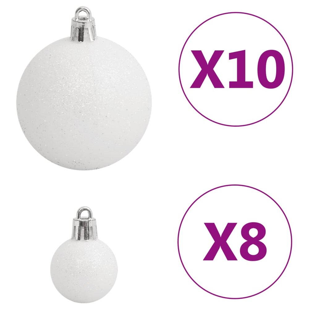 111-delige Kerstballenset polystyreen wit en grijs