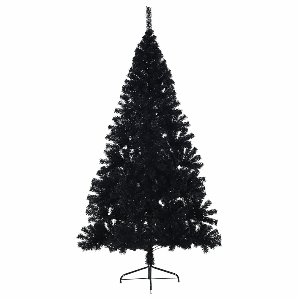 Kunstkerstboom met standaard half 210 cm PVC zwart