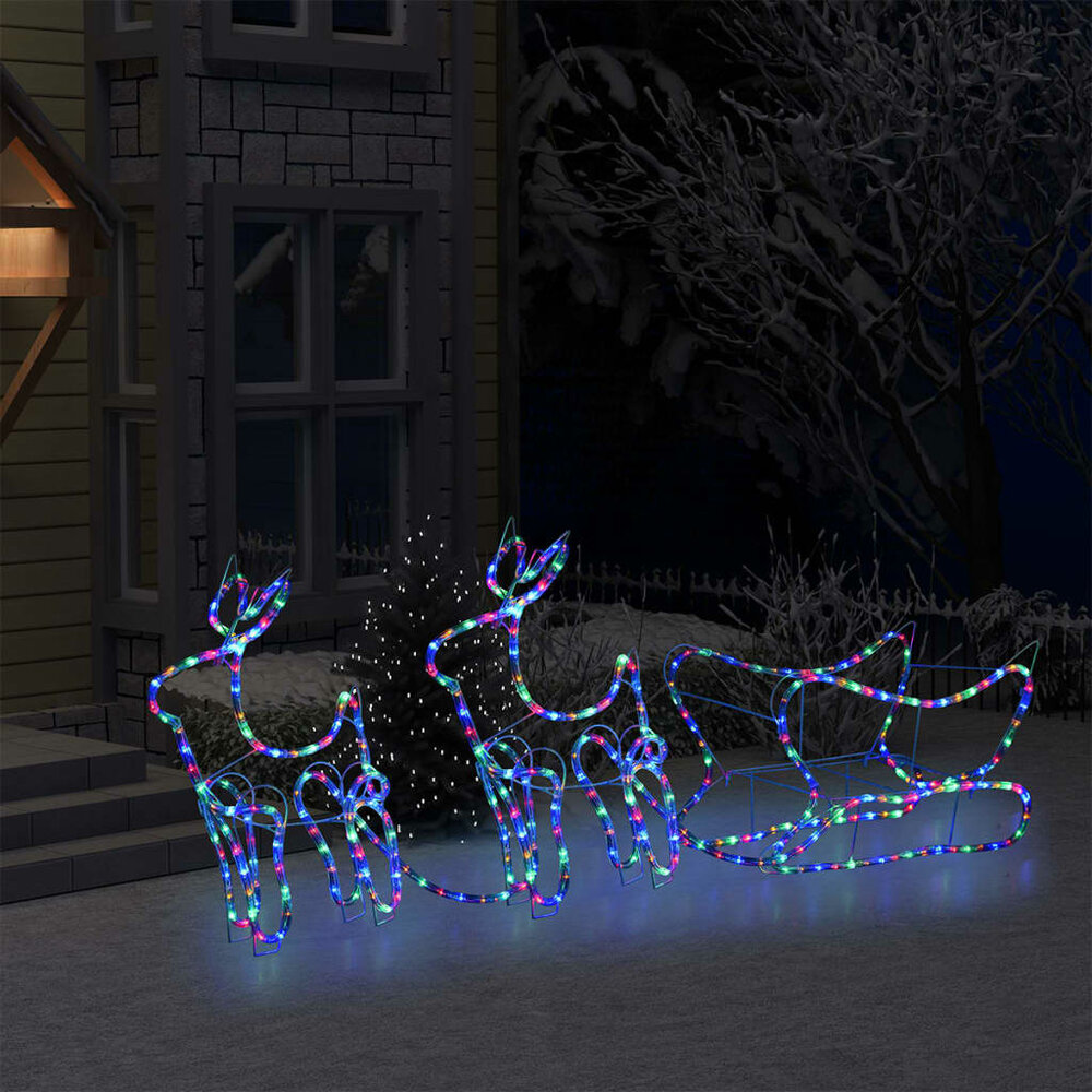 Buitenkerstversiering rendier en slee 576 LED&#039;s