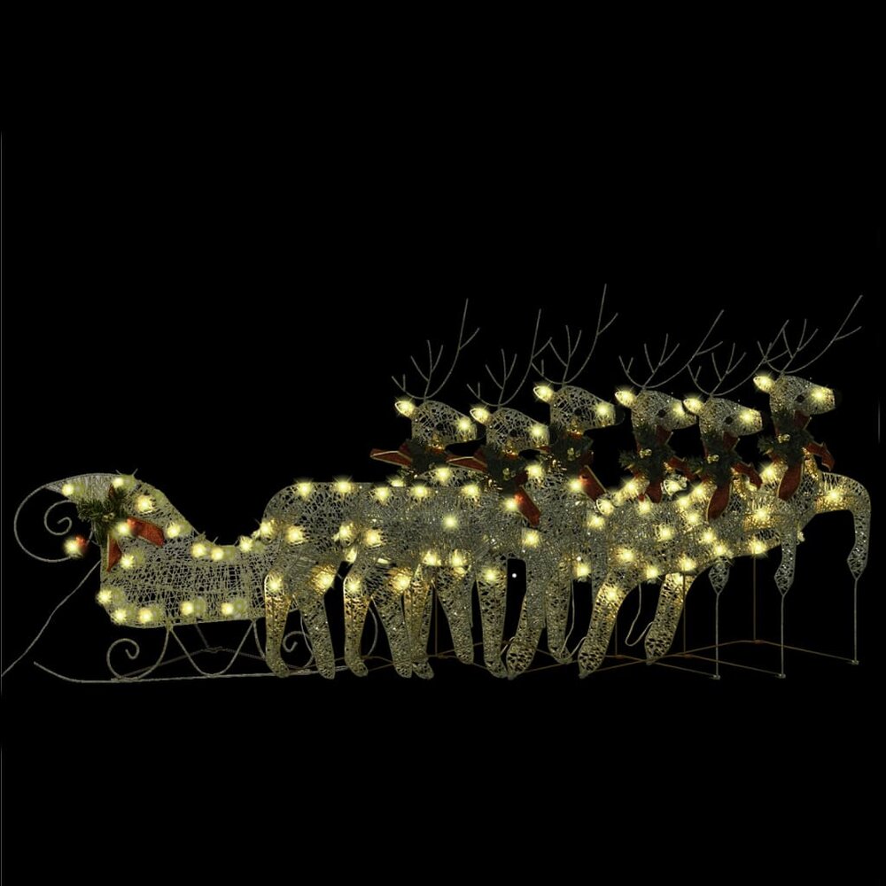 Buitenkerstversiering rendieren en slee 140 LED&#039;s goudkleurig