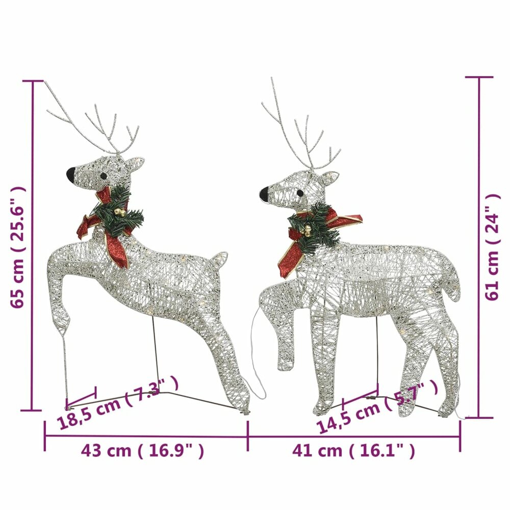 Buitenkerstversiering rendieren en slee 140 LED&#039;s goudkleurig