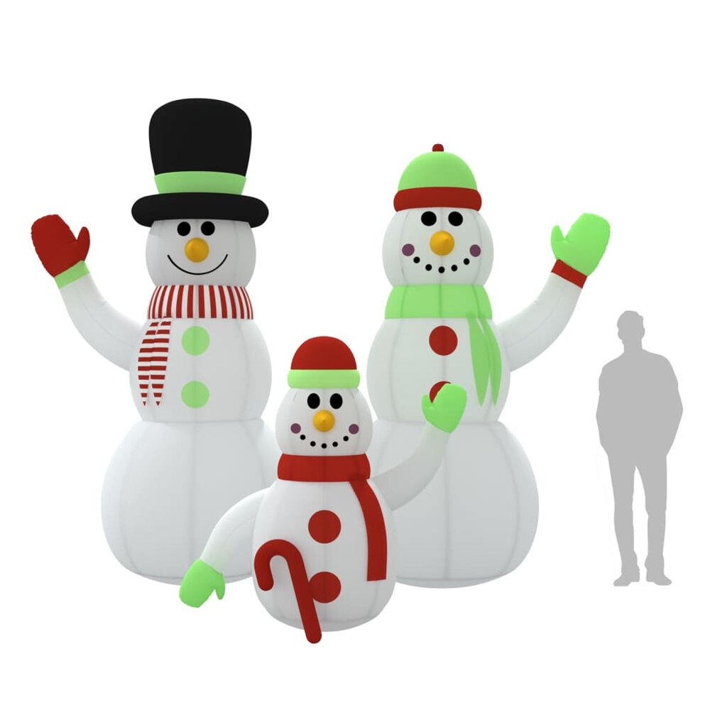 Sneeuwpopfamilie opblaasbaar met LED&#039;s 360 cm