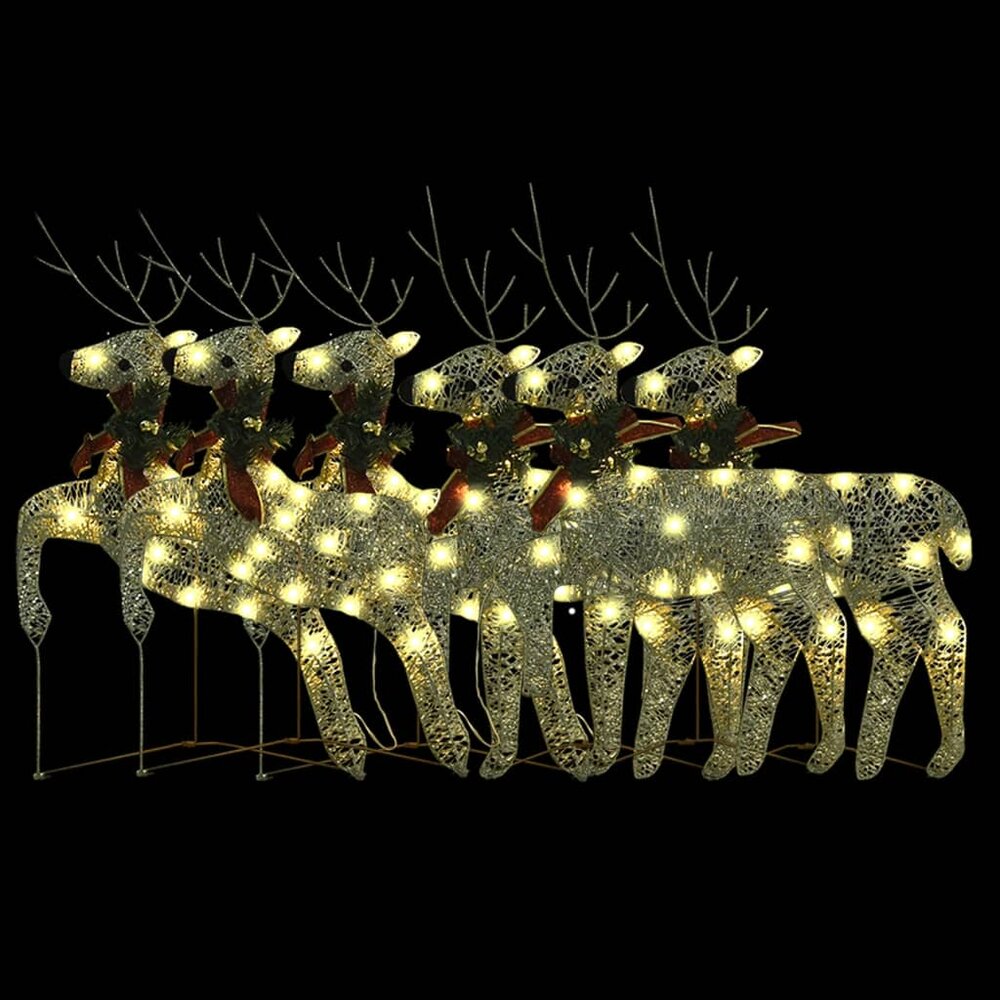Kerstrendieren 6 st 120 LED&#039;s goudkleurig