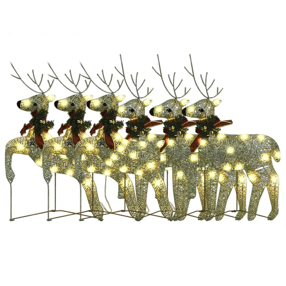 Kerstrendieren 6 st 120 LED&#039;s goudkleurig