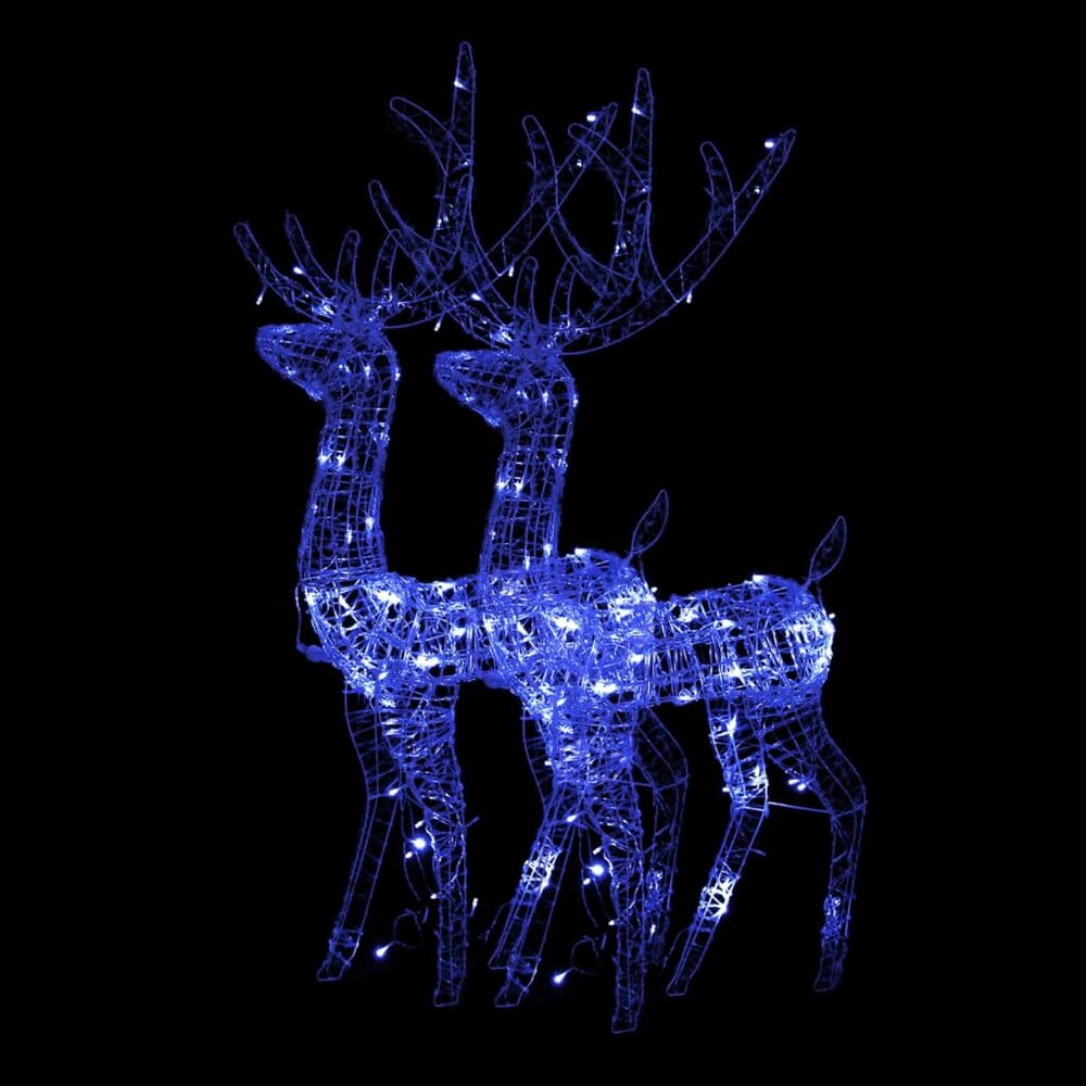 Kerstversieringen rendier 2 st 120 cm acryl blauw