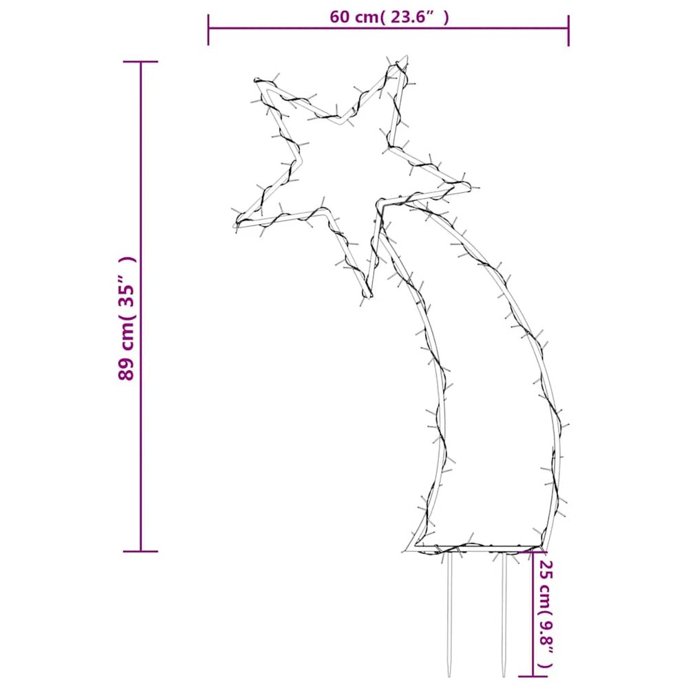 Kerstverlichting meteoor met grondpinnen 115 LED&#039;s 89 cm