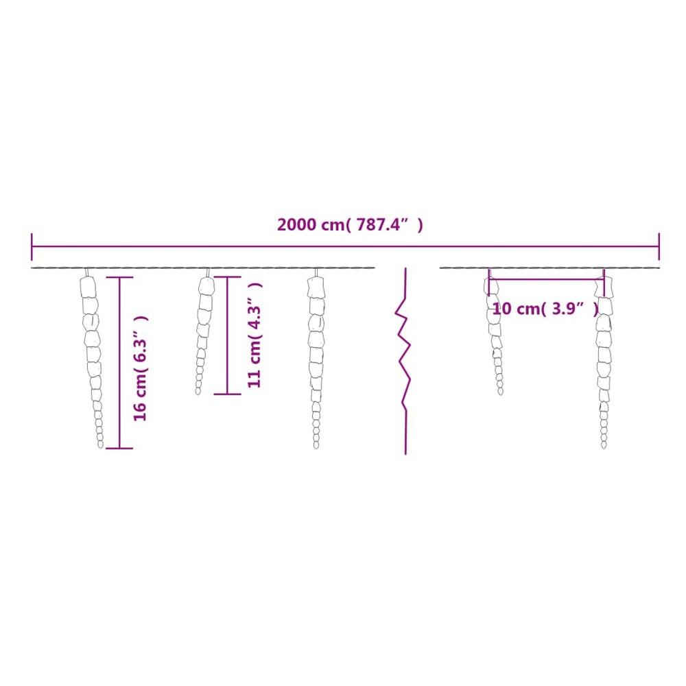 Kerstverlichting ijspegels 200 koudwitte LED&#039;s 20 m acryl PVC