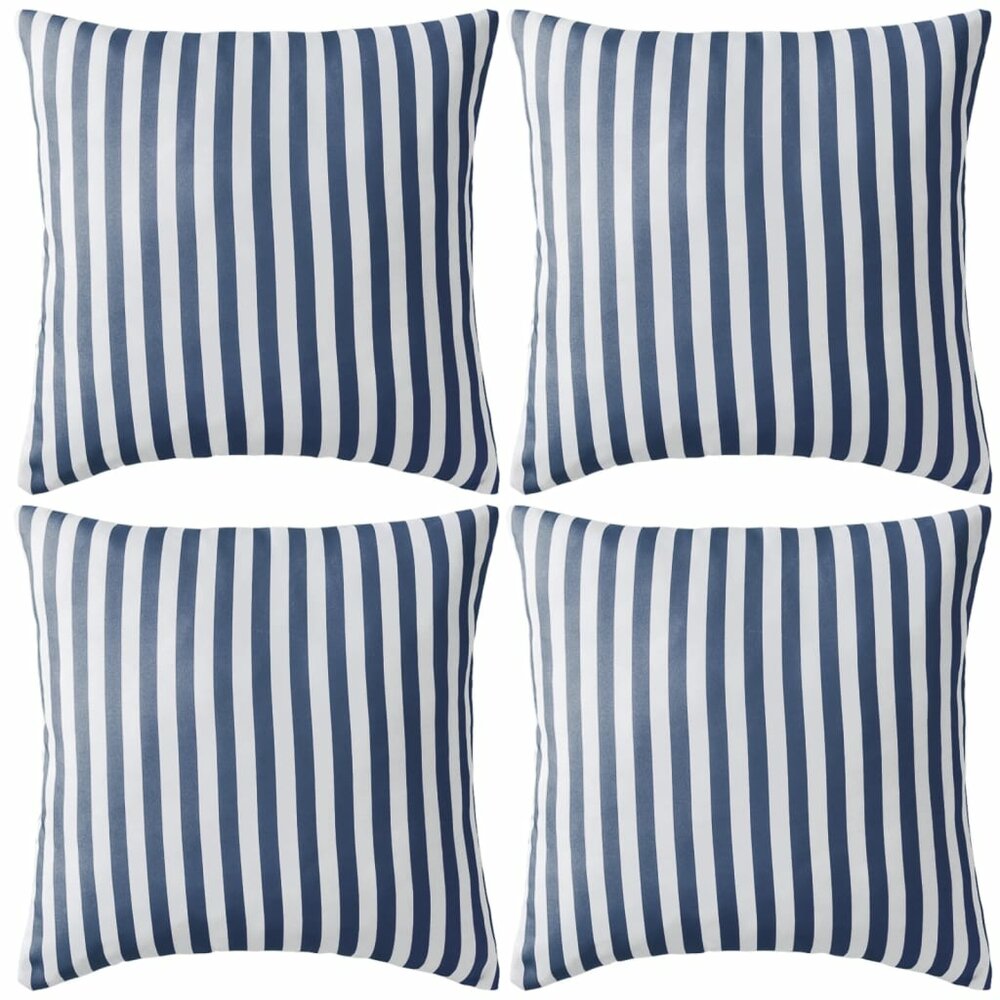 Buitenkussens 45x45 cm gestreept marineblauw 4 st