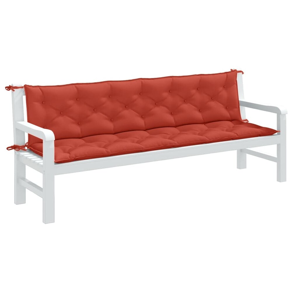 Tuinbankkussens 2 st 200x50x7 cm stof gem&ecirc;leerd rood